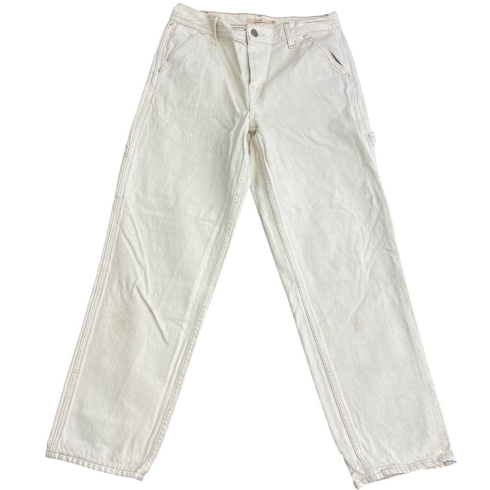 Levis Boy Jean Carpenter Pants 26 Off White Cream Straight Leg Utility Denim